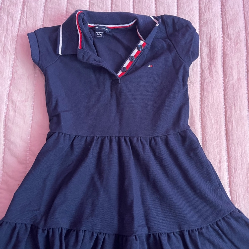 Navy Polo Dress with Red and White Accents